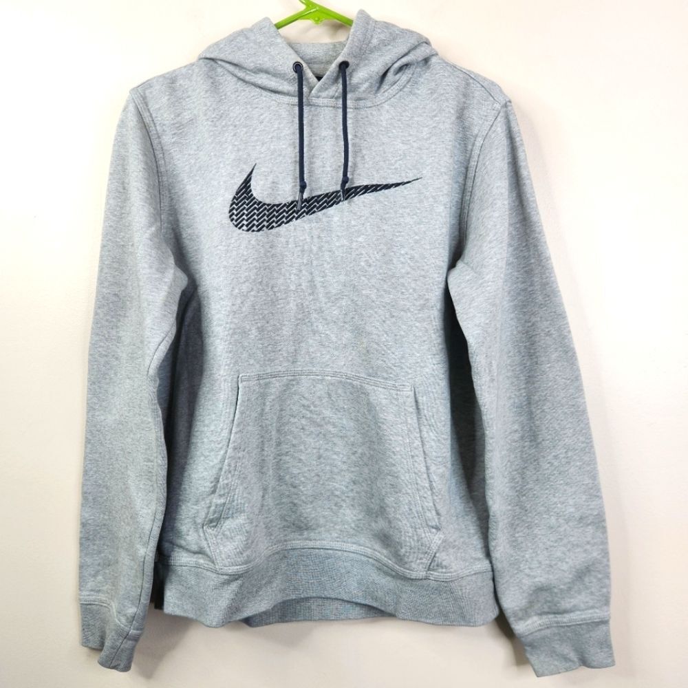 Nike Embroidered Check Logo Long Sleeve Pullover Hoodie Medium